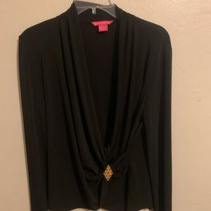 Sunny Leigh long sleeve top L Black new with tags